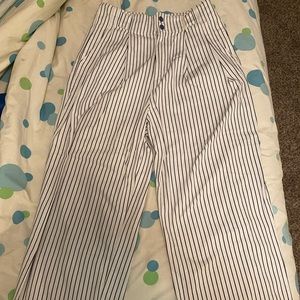 White flare plants with blue stripes. Urban Outfitters NWB with tags.